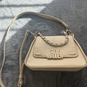 Steve Madden Cream Crossbody Bag with Chain Detail